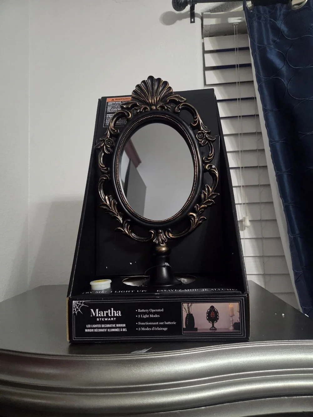 Halloween Gothic LED Light Up Vanity Mirror  Black Ornate Spooky Dark Acedemia
